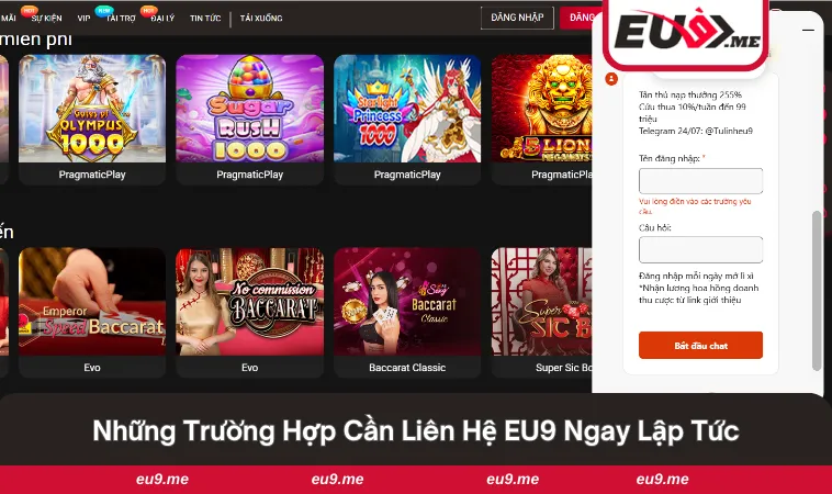 Liên Hệ EU9 1 Trường hợp hội viên nên kết nối đội ngũ CSKH